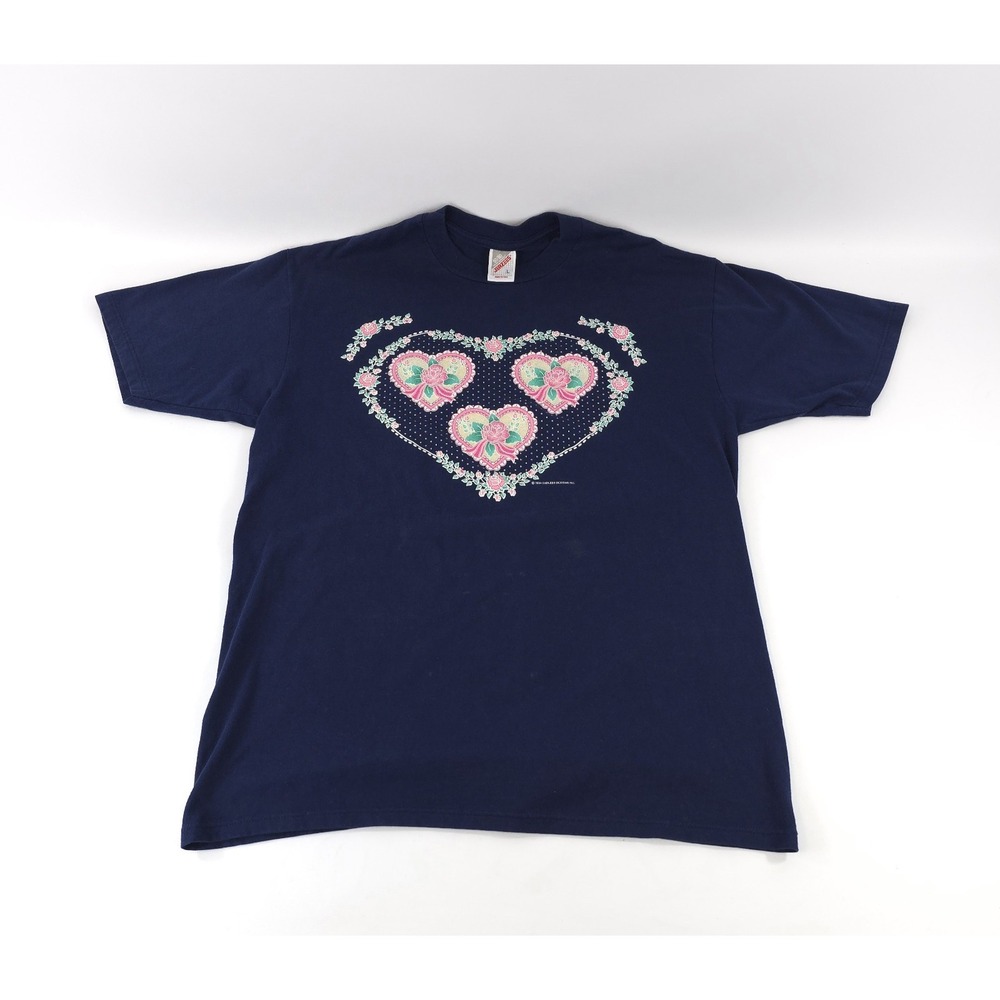 Vintage 1990's lacy heart and flowers t-shirt slim large